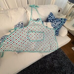 Martha Stewart Polka Dot Kitchen Apron in Aqua Trim